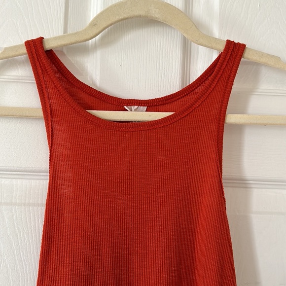 Free People Orange Ribbed Racer Back Tank - Picture 2 of 4